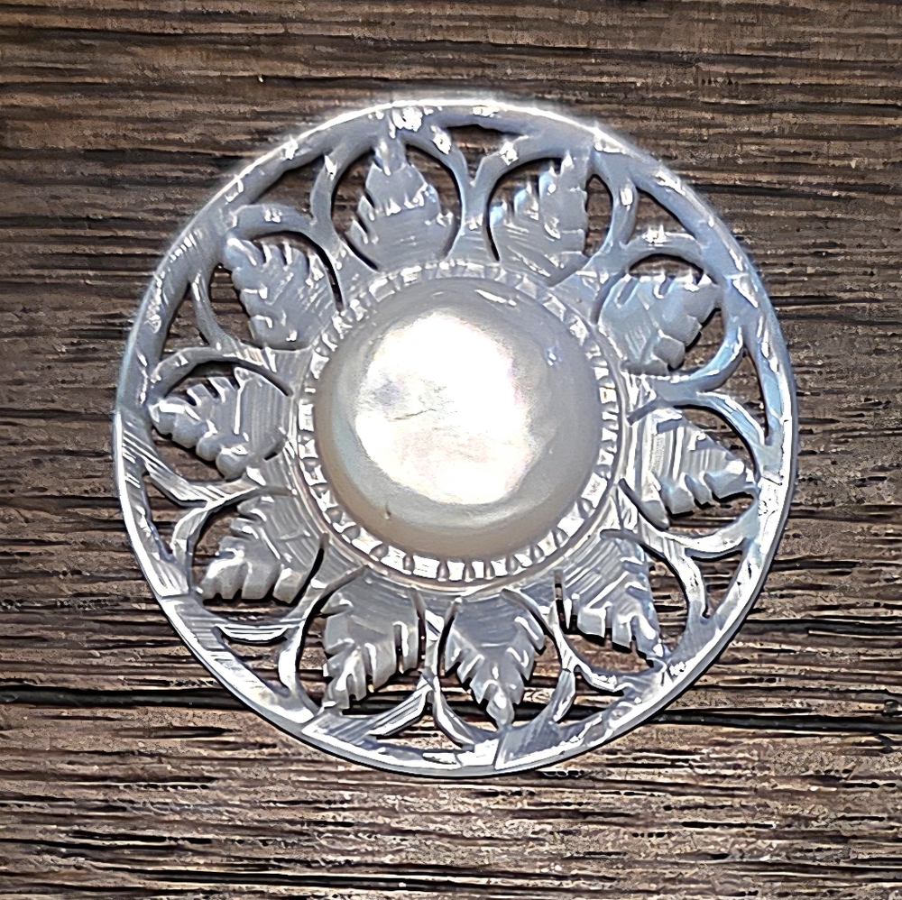 Elegant Silver and Pearl Brooch